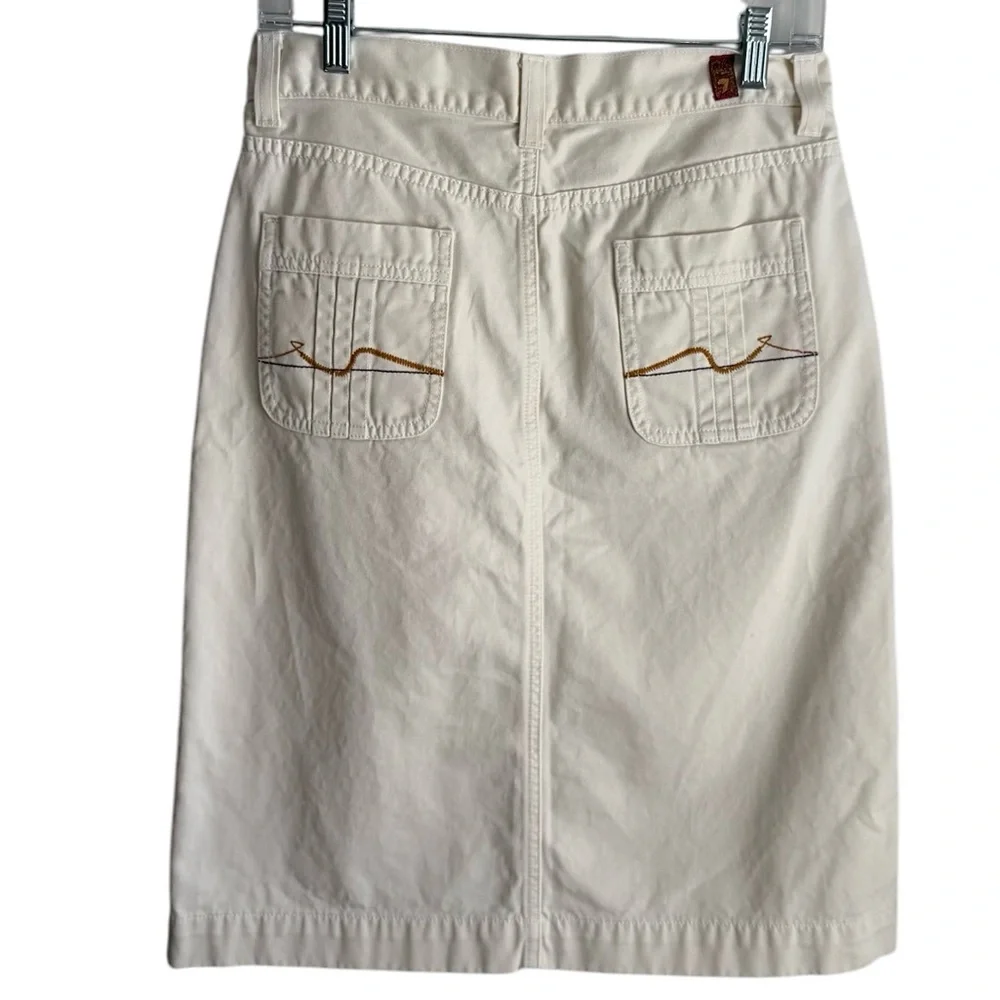 7 For All Mankind Early 00s Jerome Dahan Off White Vintage Cotton Skirt Size 26 - Picture 3 of 8
